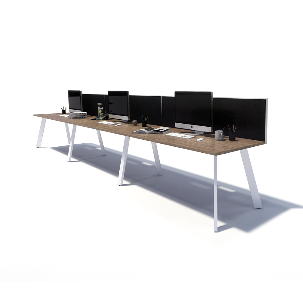 Gen X 3 Person Side by Side White Frame Workstation