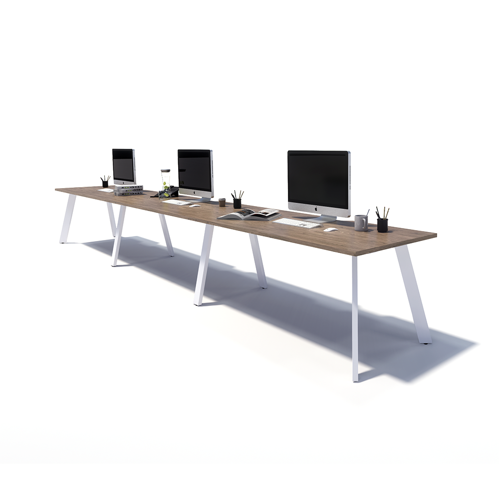 Gen X 3 Person Side by Side White Frame Workstation