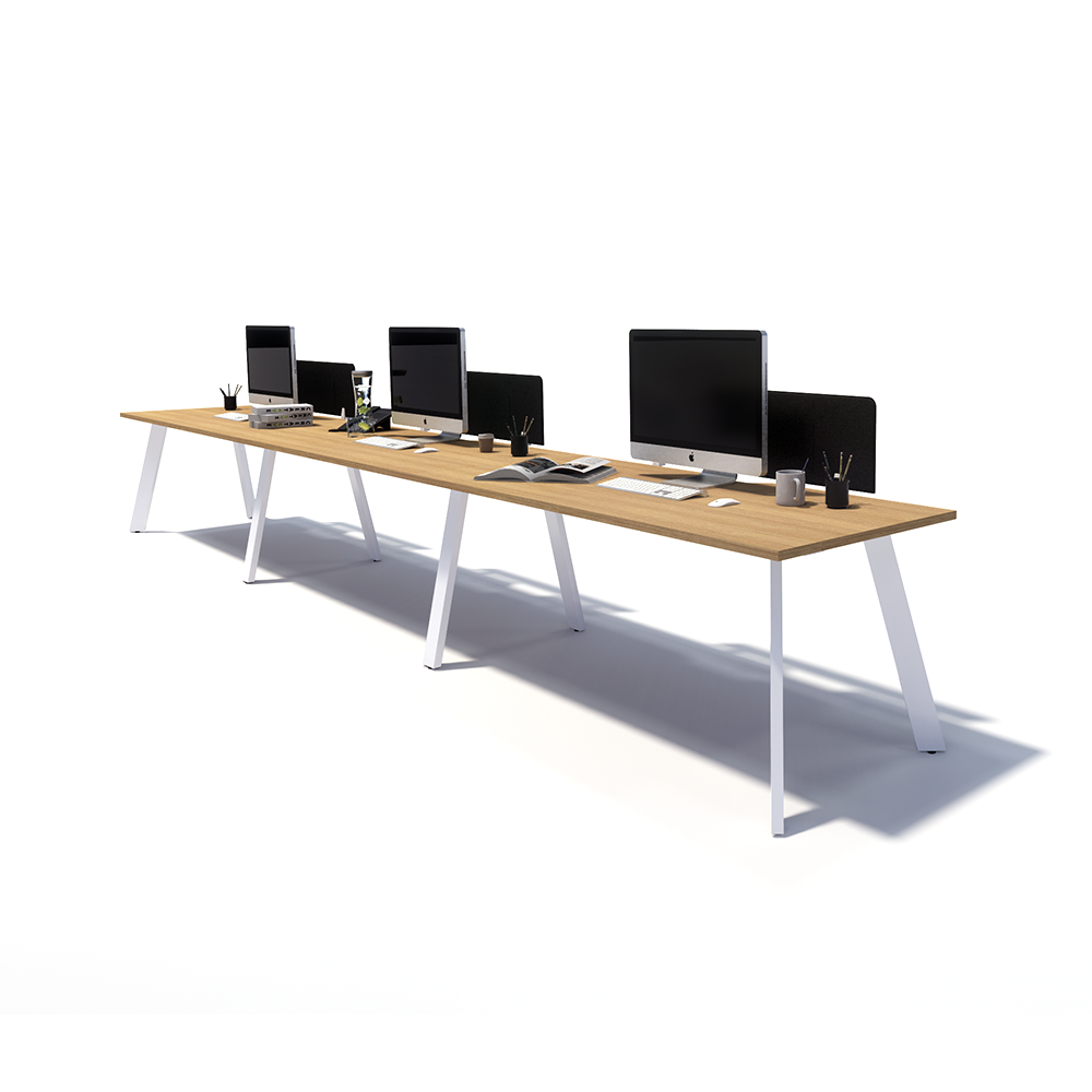 Gen X 3 Person Side by Side White Frame Workstation