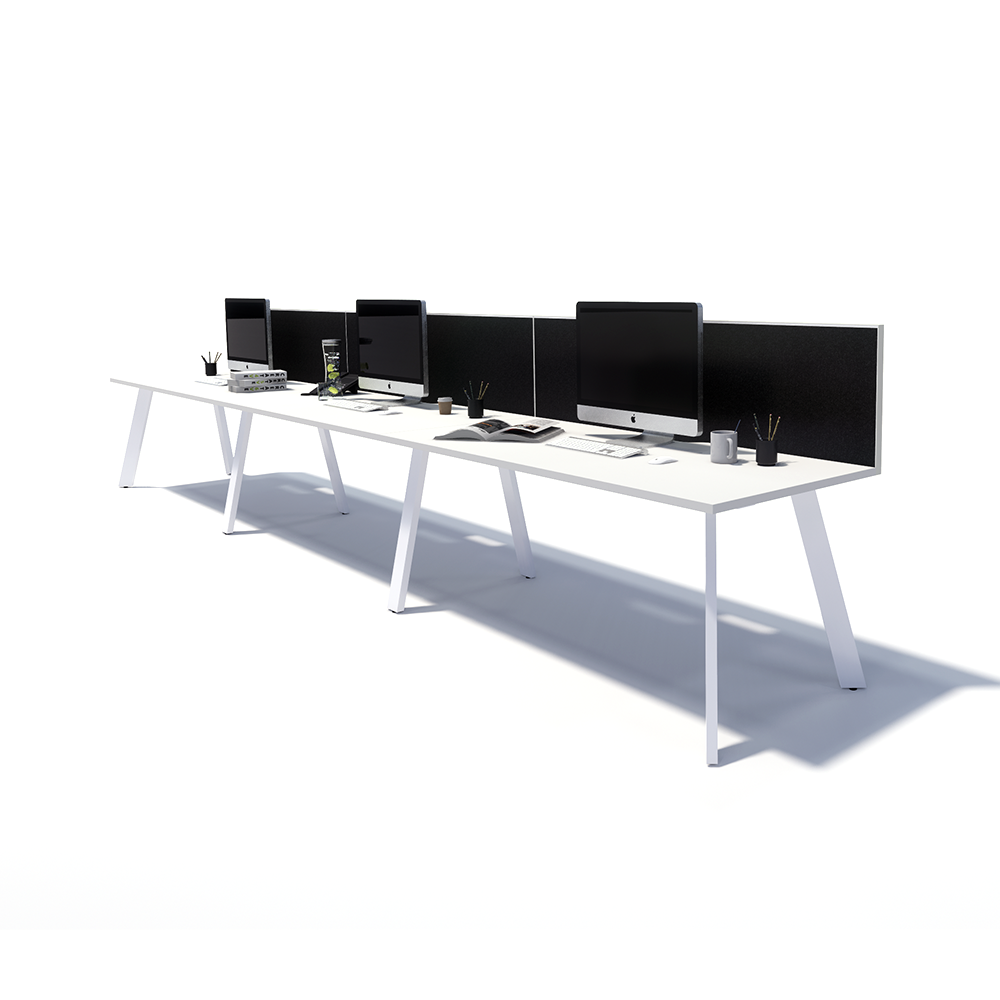 Gen X 3 Person Side by Side White Frame Workstation