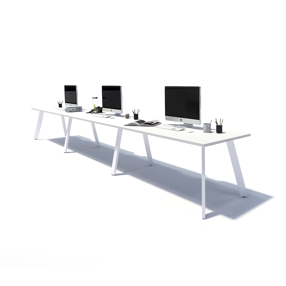 Gen X 3 Person Side by Side White Frame Workstation