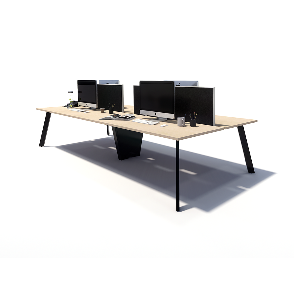 Gen X 4 Person Back to Back Black Frame Workstation