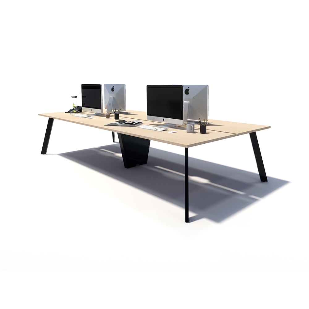 Gen X 4 Person Back to Back Black Frame Workstation