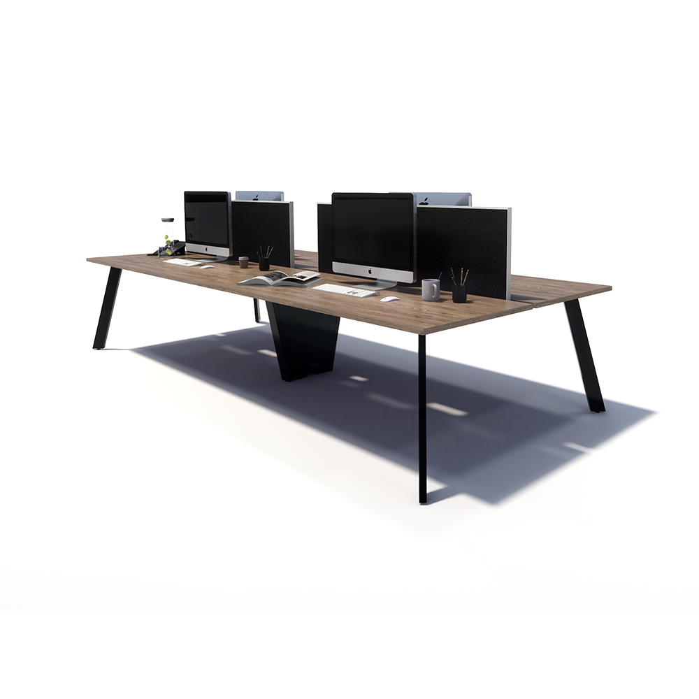 Gen X 4 Person Back to Back Black Frame Workstation