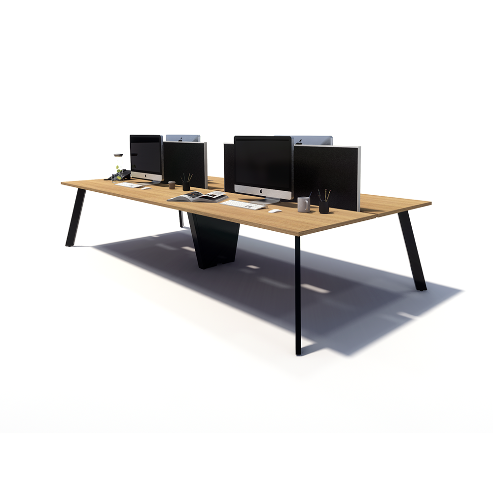 Gen X 4 Person Back to Back Black Frame Workstation