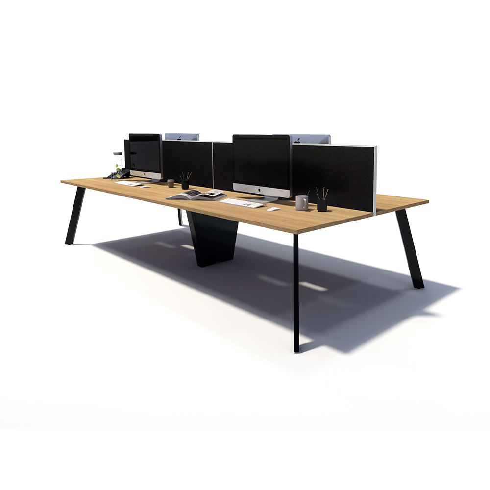 Gen X 4 Person Back to Back Black Frame Workstation