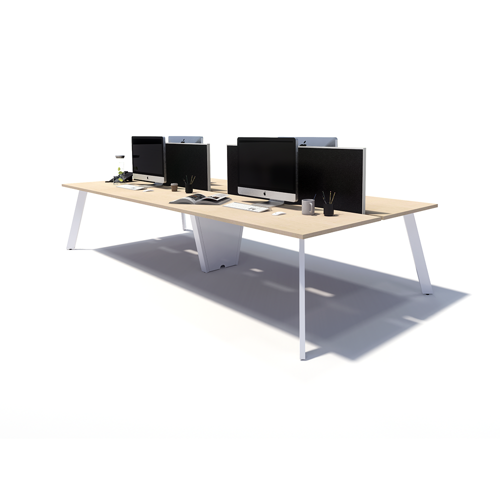 Gen X 4 Person Back to Back White Frame Workstation