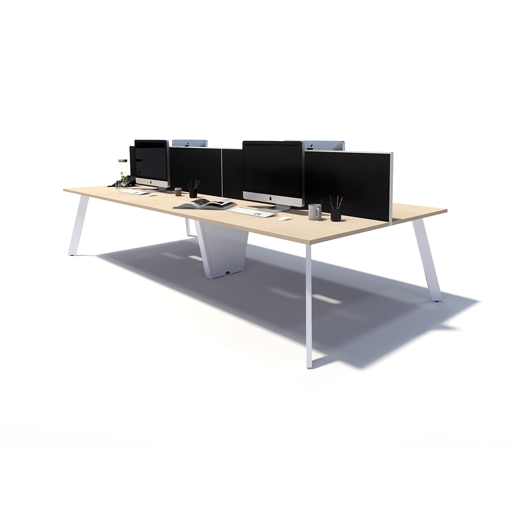 Gen X 4 Person Back to Back White Frame Workstation