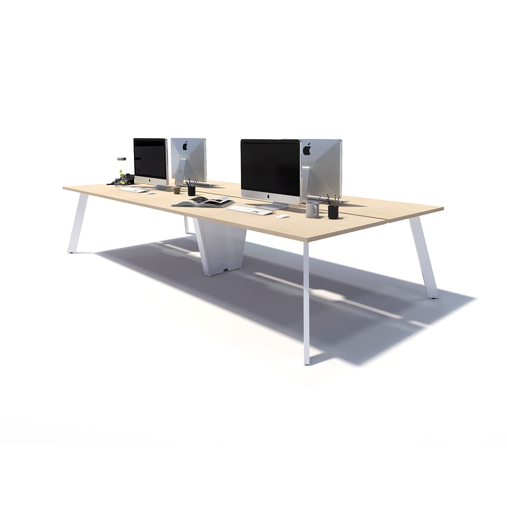 Gen X 4 Person Back to Back White Frame Workstation