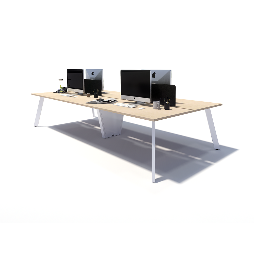 Gen X 4 Person Back to Back White Frame Workstation