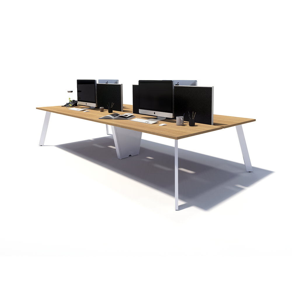 Gen X 4 Person Back to Back White Frame Workstation