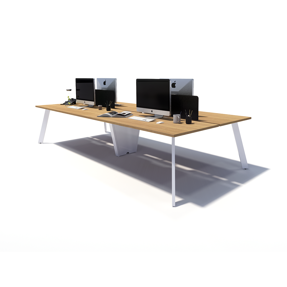 Gen X 4 Person Back to Back White Frame Workstation