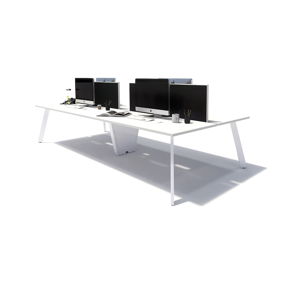 Gen X 4 Person Back to Back White Frame Workstation