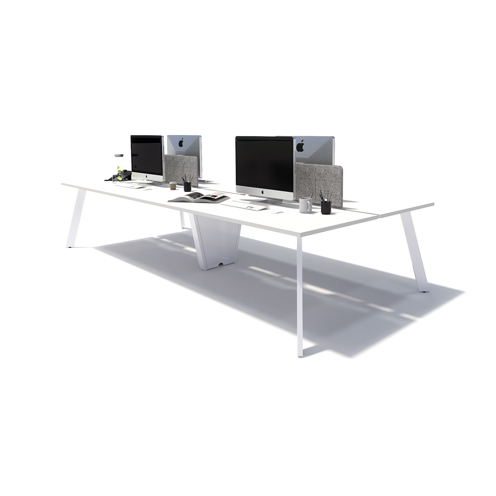 Gen X 4 Person Back to Back White Frame Workstation