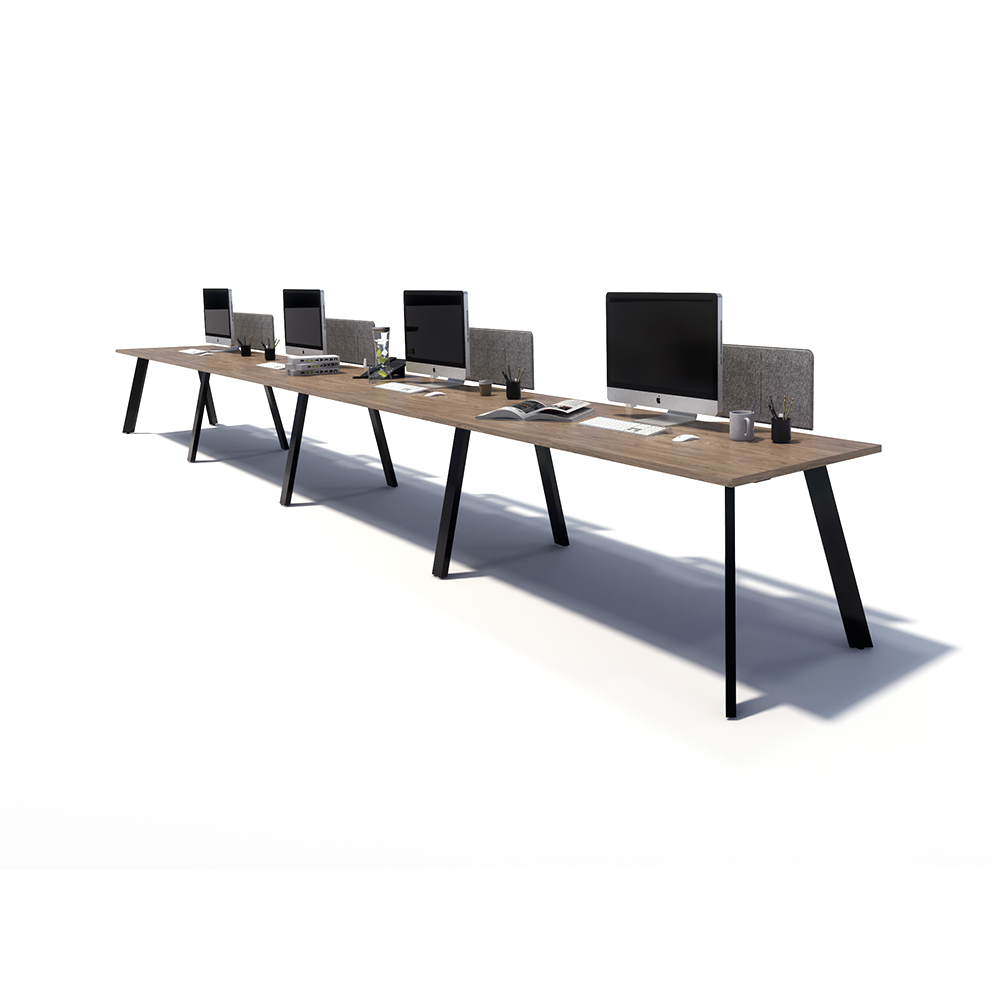 Gen X 4 Person Side by Side Black Frame Workstation