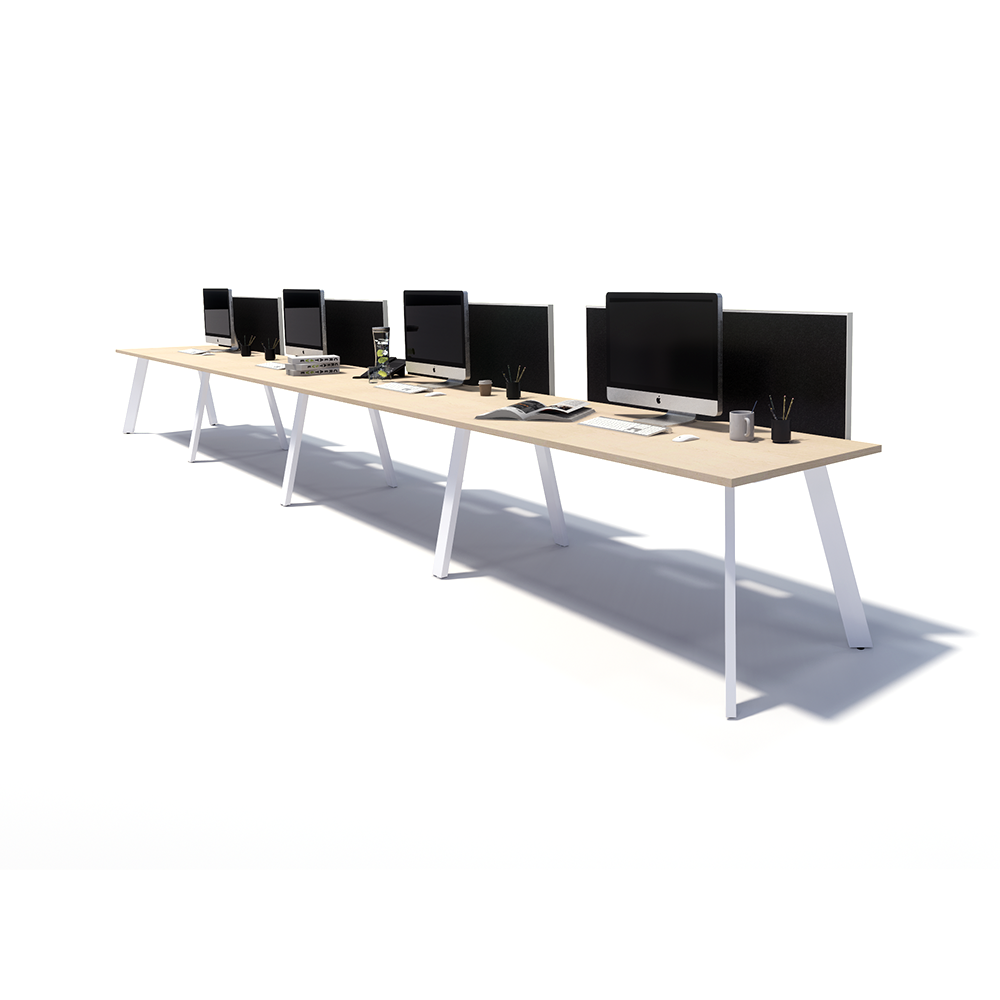 Gen X 4 Person Side by Side White Frame Workstation