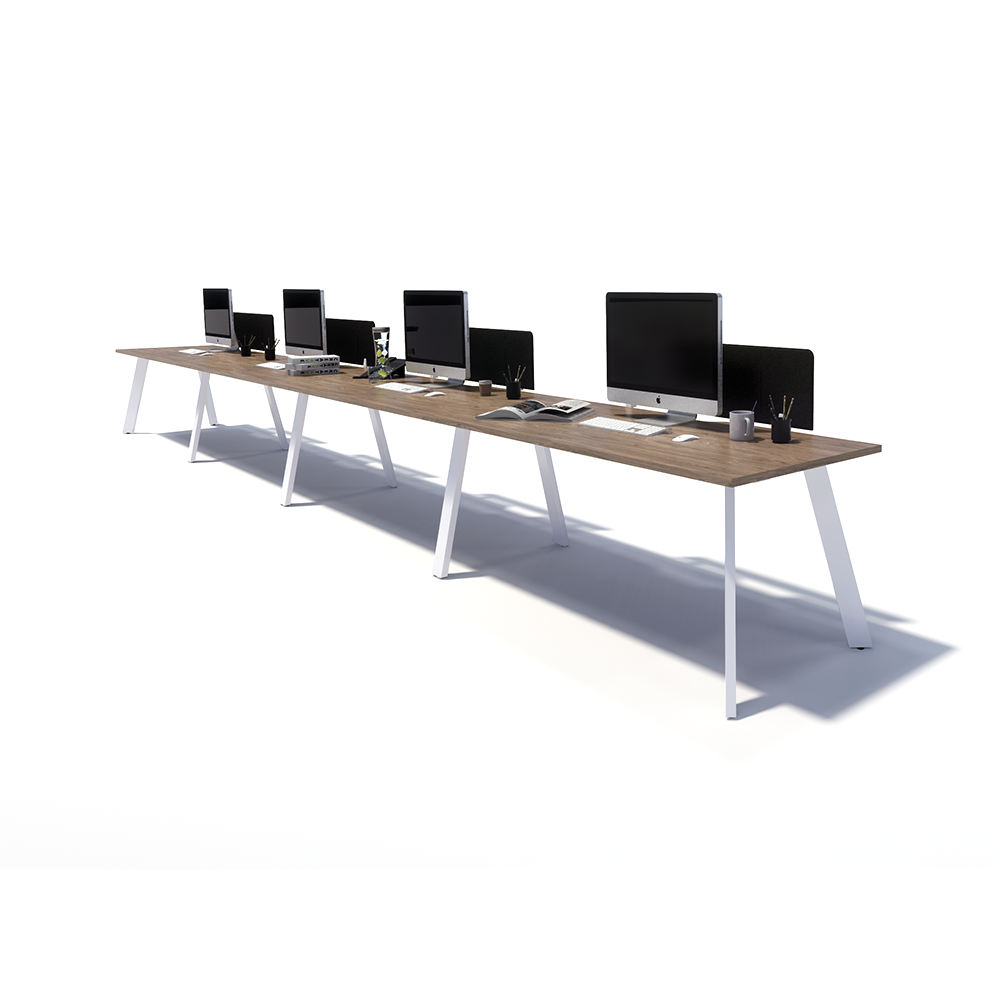 Gen X 4 Person Side by Side White Frame Workstation