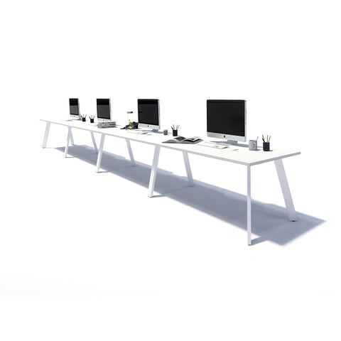 Gen X 4 Person Side by Side White Frame Workstation