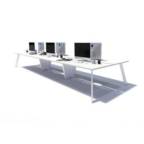 Gen X 6 Person Back to Back White Frame Workstation