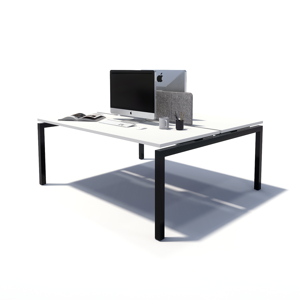 Gen Y 2 Person Back to Back Black Frame Workstation