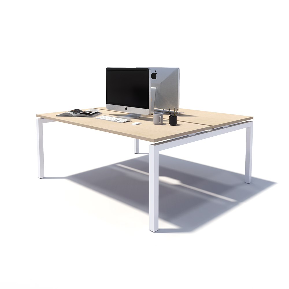 Gen Y 2 Person Back to Back White Frame Workstation