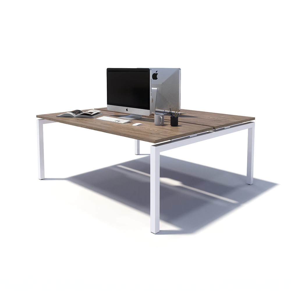 Gen Y 2 Person Back to Back White Frame Workstation