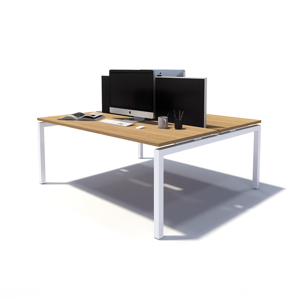 Gen Y 2 Person Back to Back White Frame Workstation
