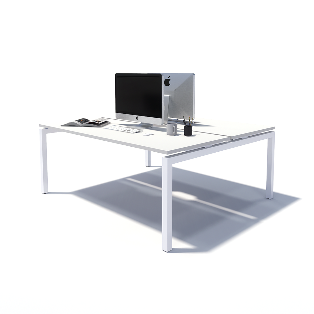 Gen Y 2 Person Back to Back White Frame Workstation