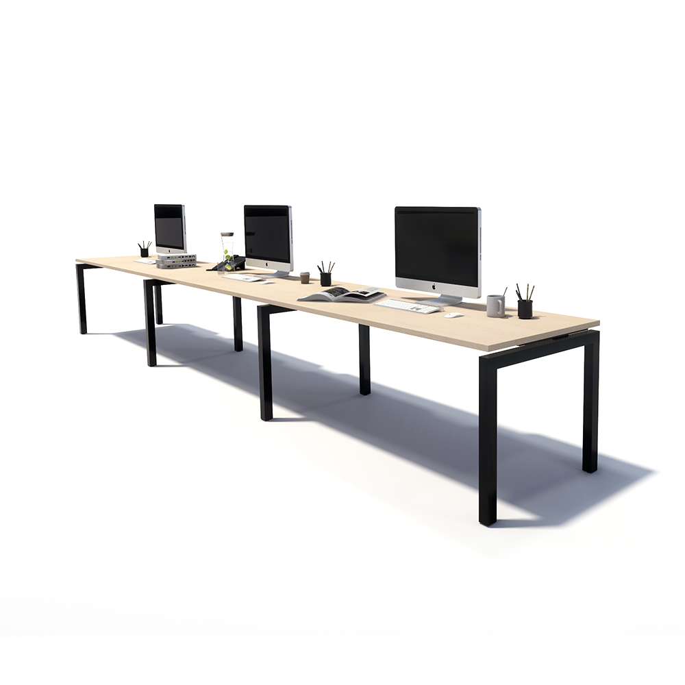 Gen Y 3 Person Side by Side Black Frame Workstation