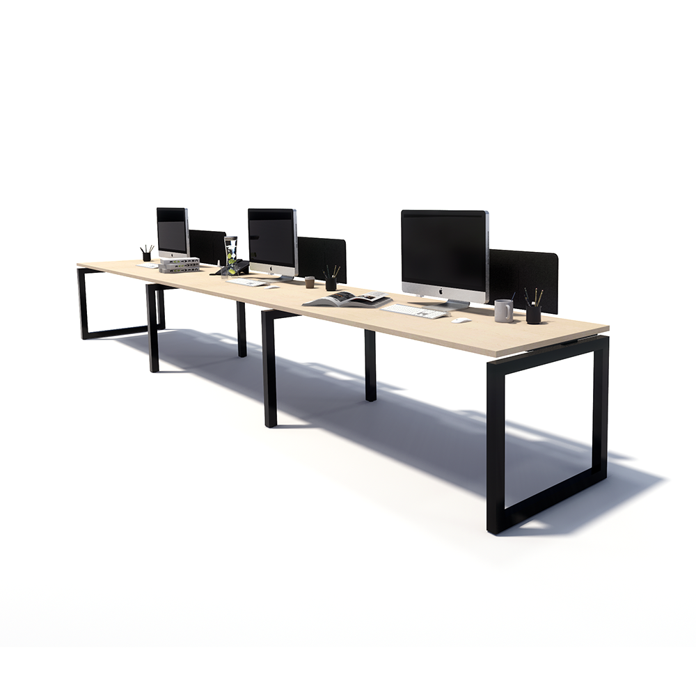 Gen O 3 Person Side by Side Black Frame Workstation