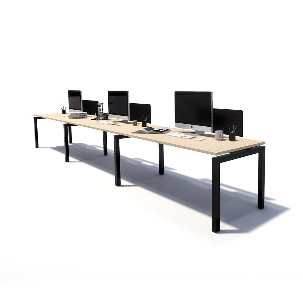 Gen Y 3 Person Side by Side Black Frame Workstation