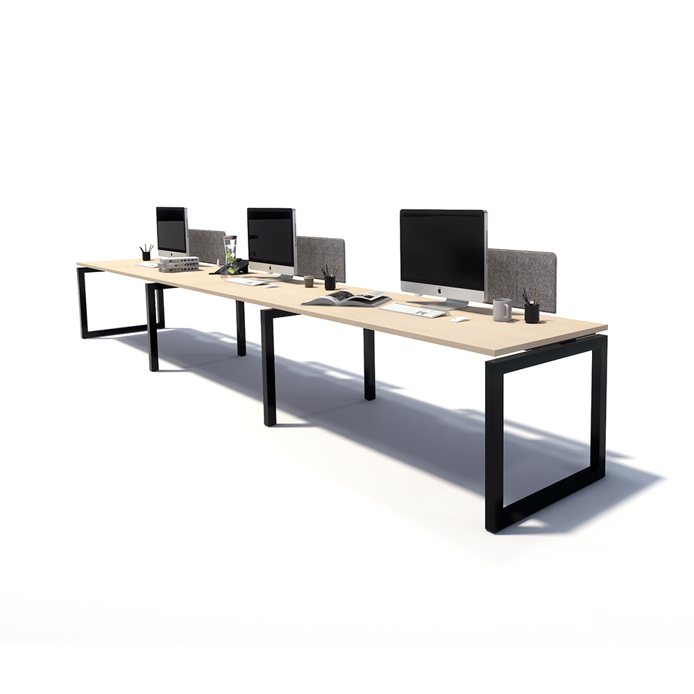 Gen O 3 Person Side by Side Black Frame Workstation