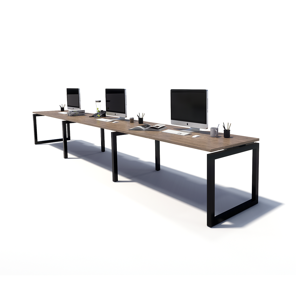 Gen O 3 Person Side by Side Black Frame Workstation