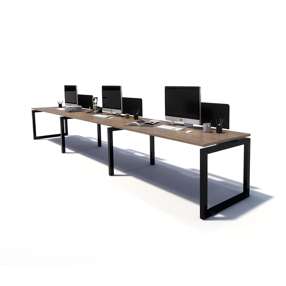 Gen O 3 Person Side by Side Black Frame Workstation