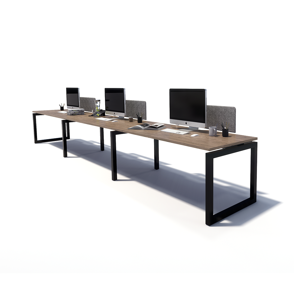 Gen O 3 Person Side by Side Black Frame Workstation