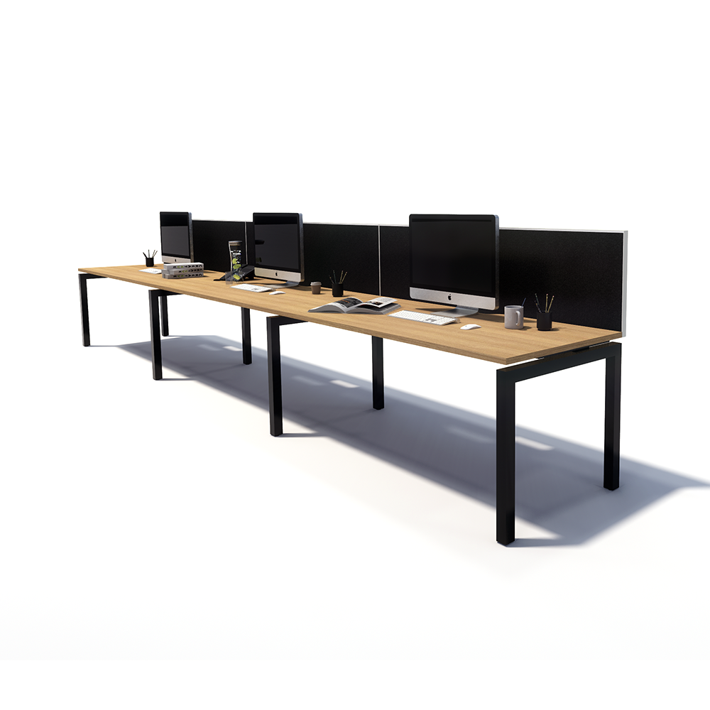 Gen Y 3 Person Side by Side Black Frame Workstation