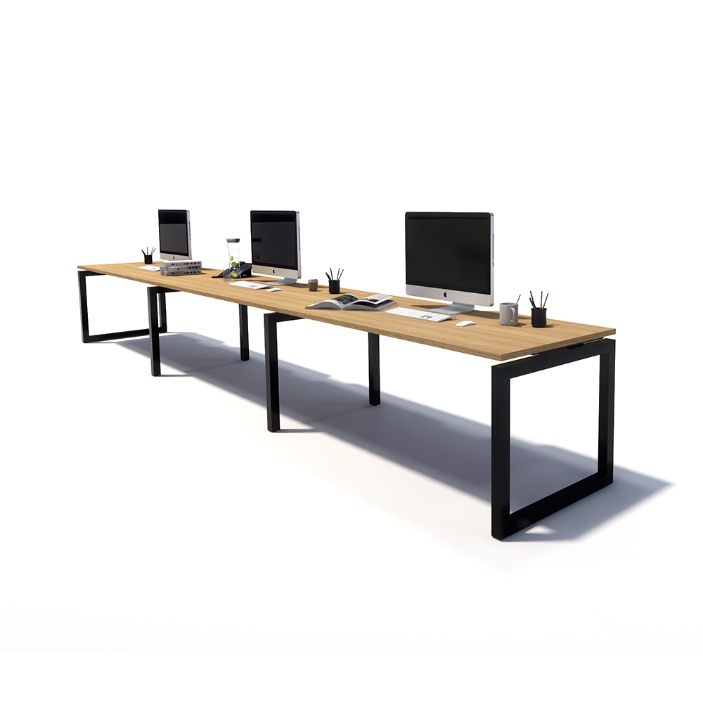 Gen O 3 Person Side by Side Black Frame Workstation