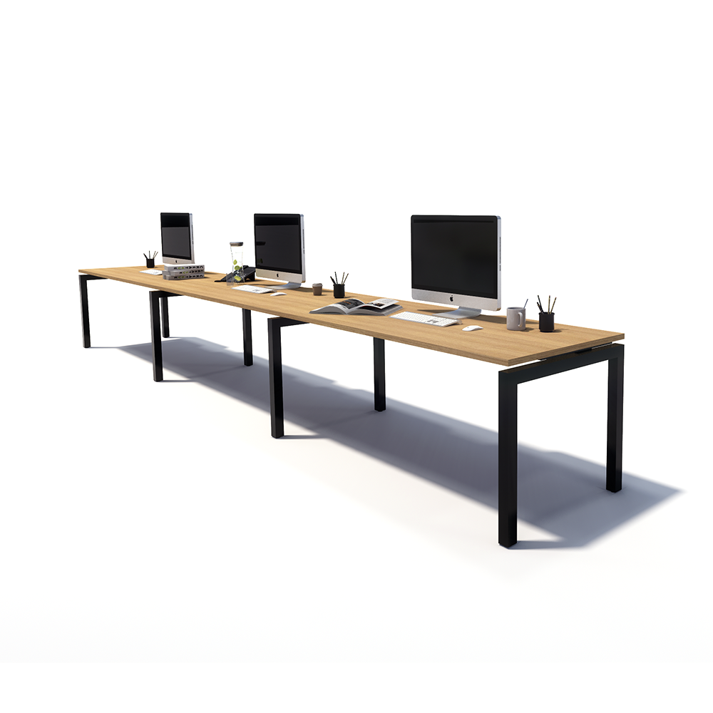 Gen Y 3 Person Side by Side Black Frame Workstation