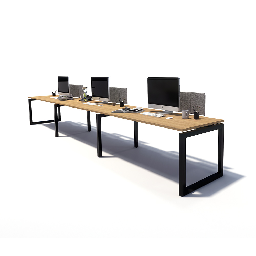 Gen O 3 Person Side by Side Black Frame Workstation