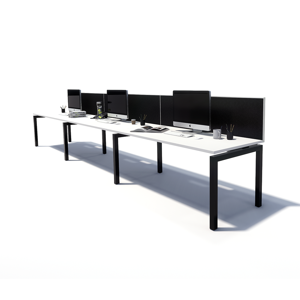 Gen Y 3 Person Side by Side Black Frame Workstation