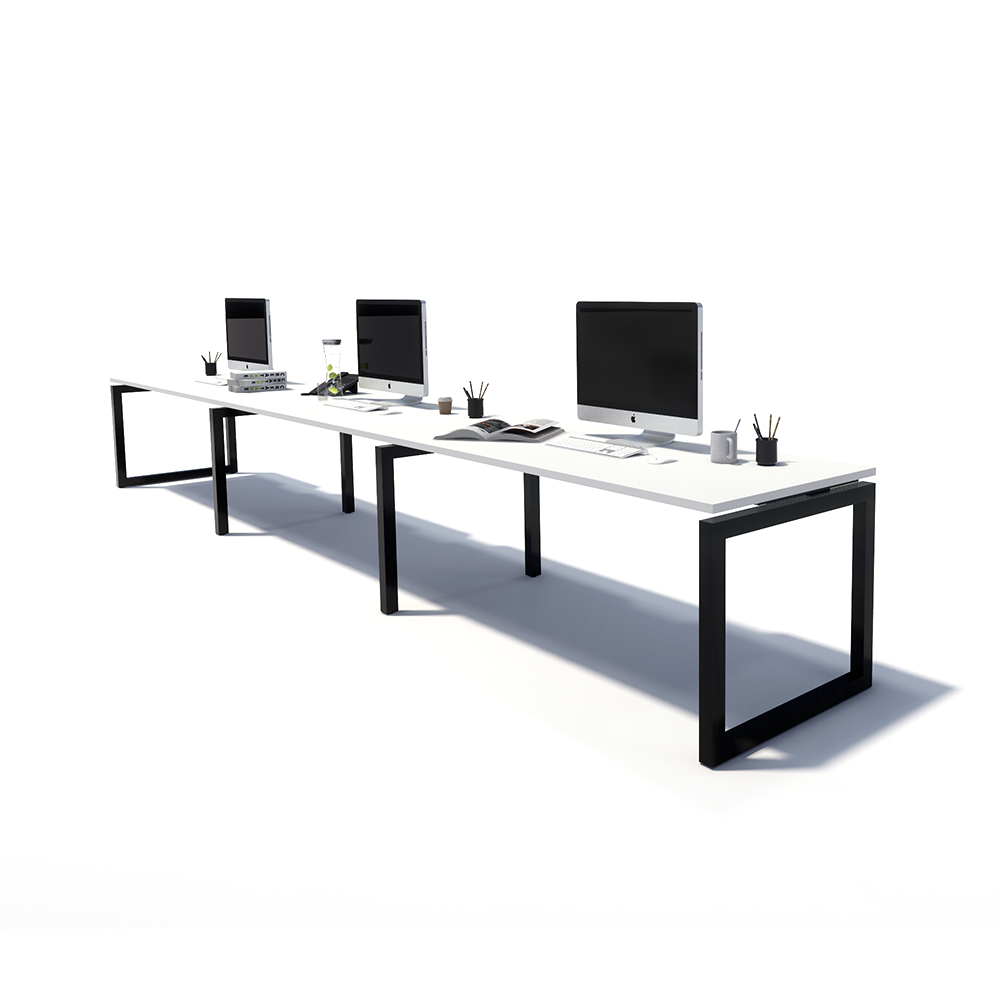 Gen O 3 Person Side by Side Black Frame Workstation