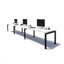 Gen Y 3 Person Side by Side Black Frame Workstation