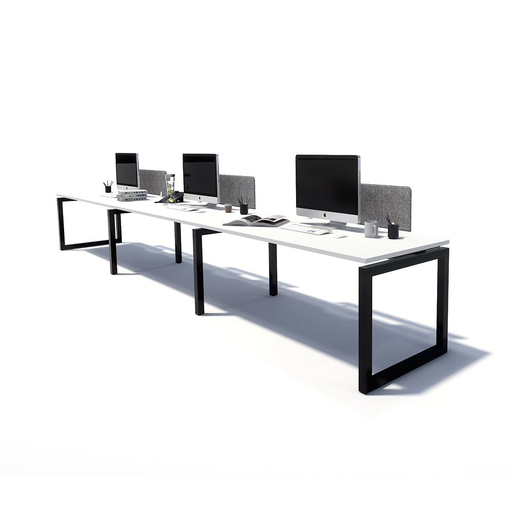 Gen O 3 Person Side by Side Black Frame Workstation