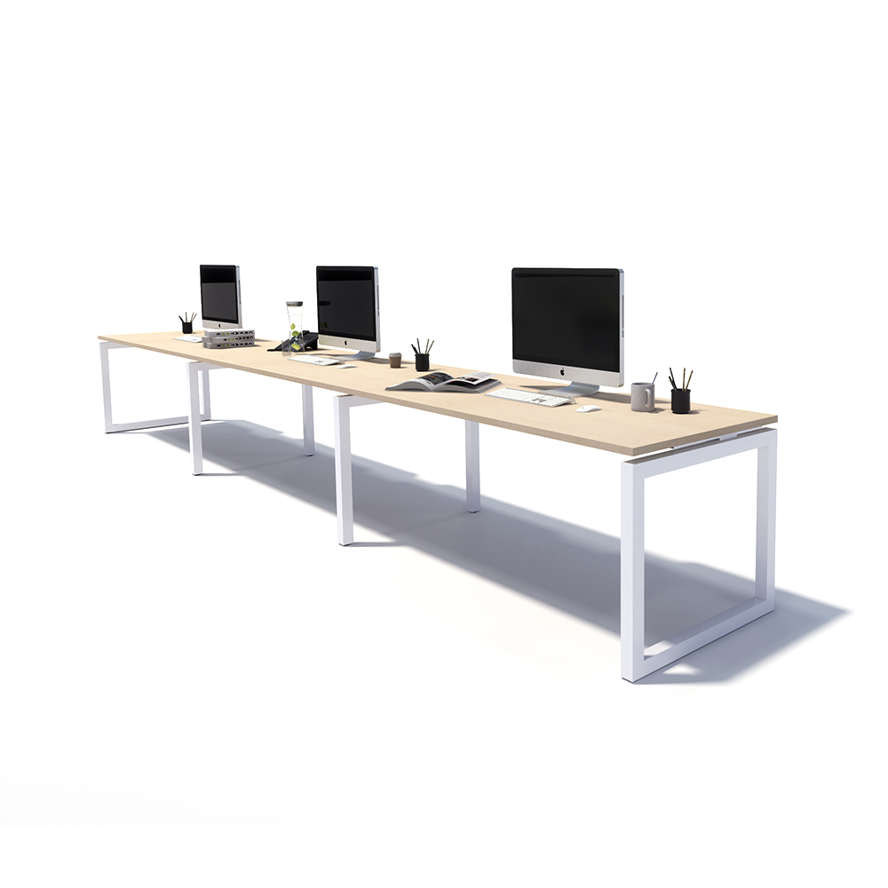 Gen O 3 Person Side by Side White Frame Workstation