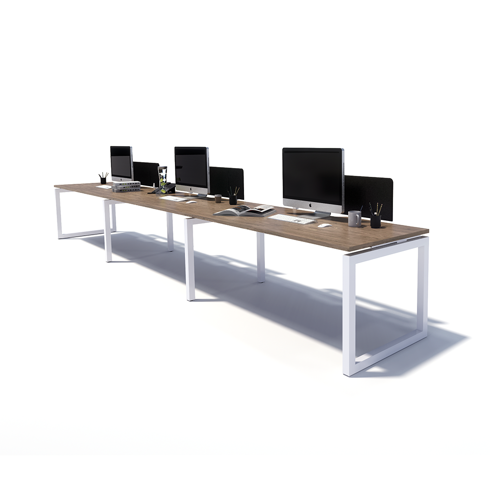 Gen O 3 Person Side by Side White Frame Workstation