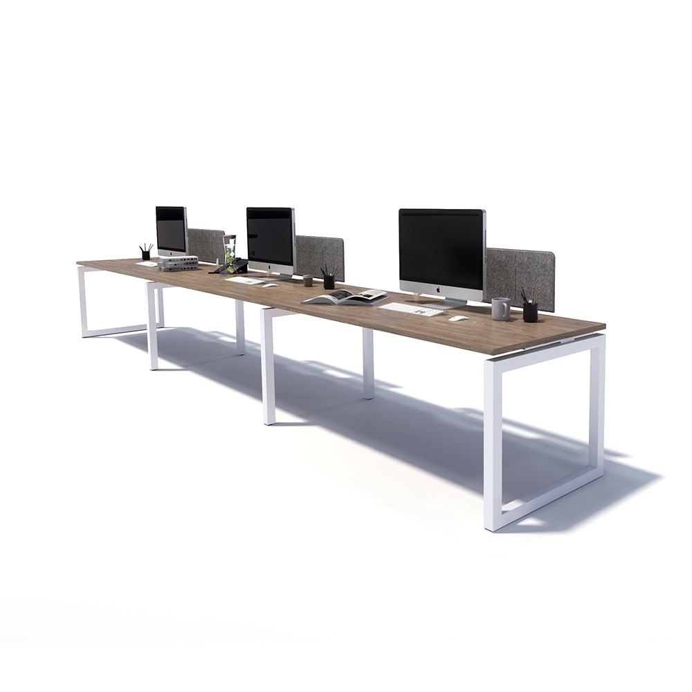 Gen O 3 Person Side by Side White Frame Workstation