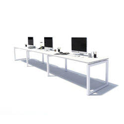 Gen O 3 Person Side by Side White Frame Workstation