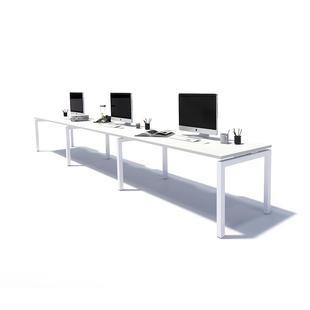 Gen Y 3 Person Side by Side White Frame Workstation