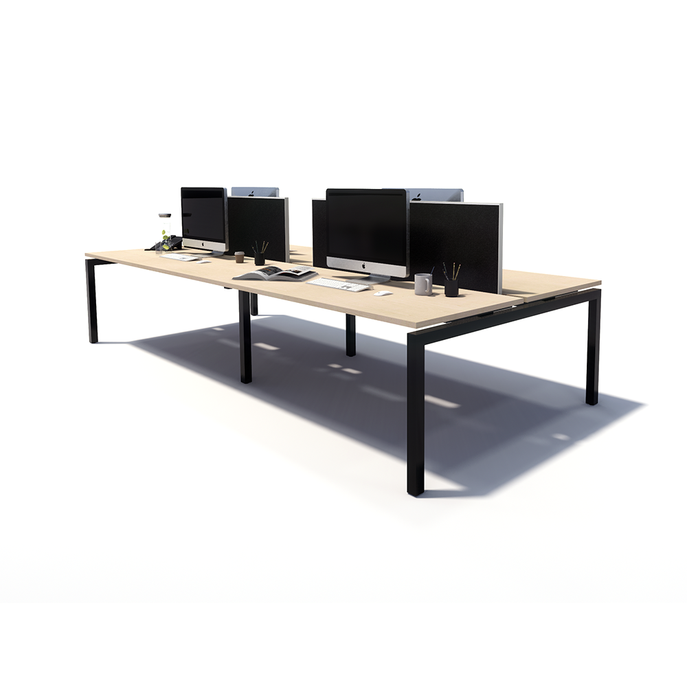 Gen Y 4 Person Back to Back Black Frame Workstation