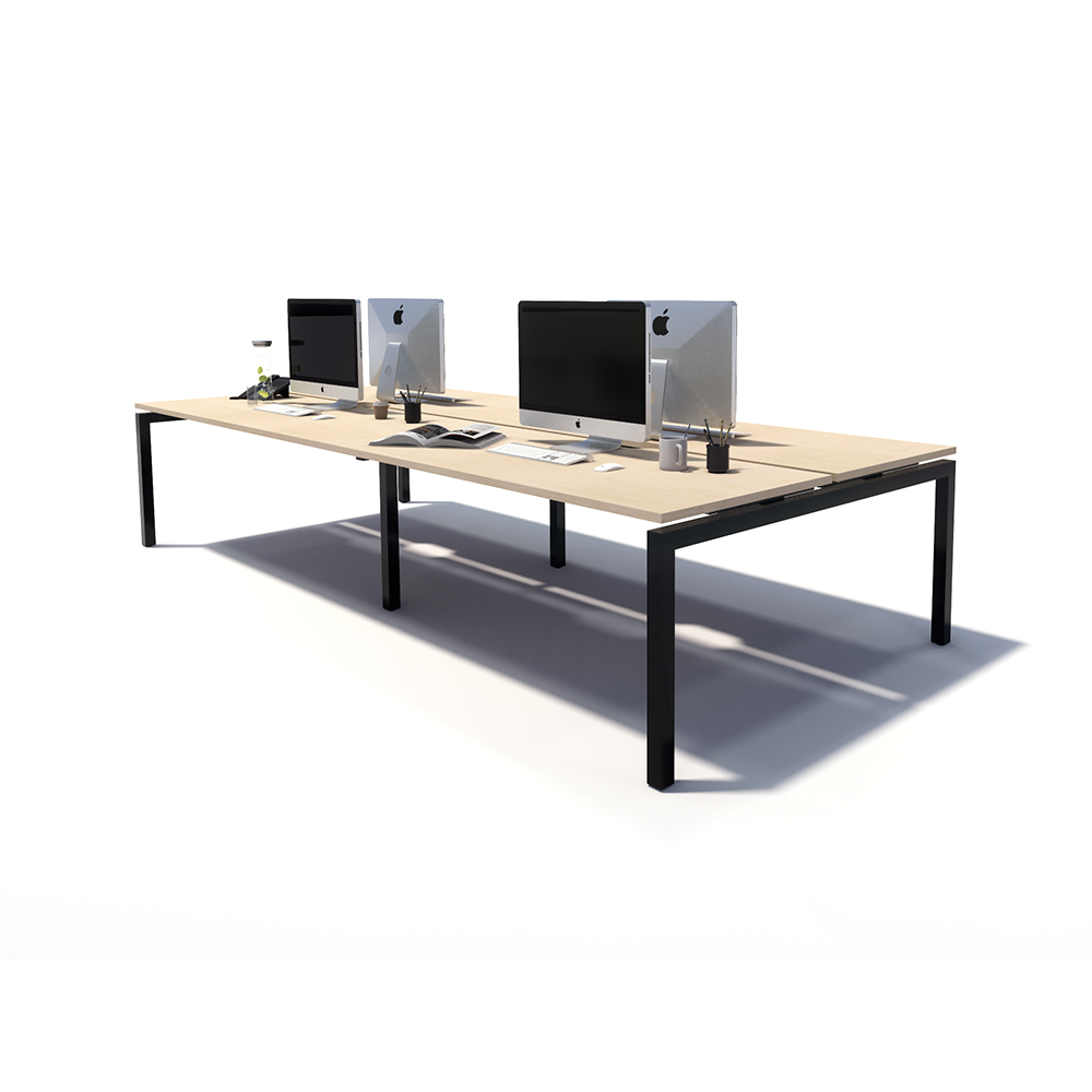 Gen Y 4 Person Back to Back Black Frame Workstation